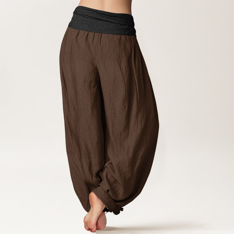 Buddha Stonesコットン グリーン ブラック ブラウン レッド 無地 レディース 伸縮性ウエスト ハーレムパンツ - image 9