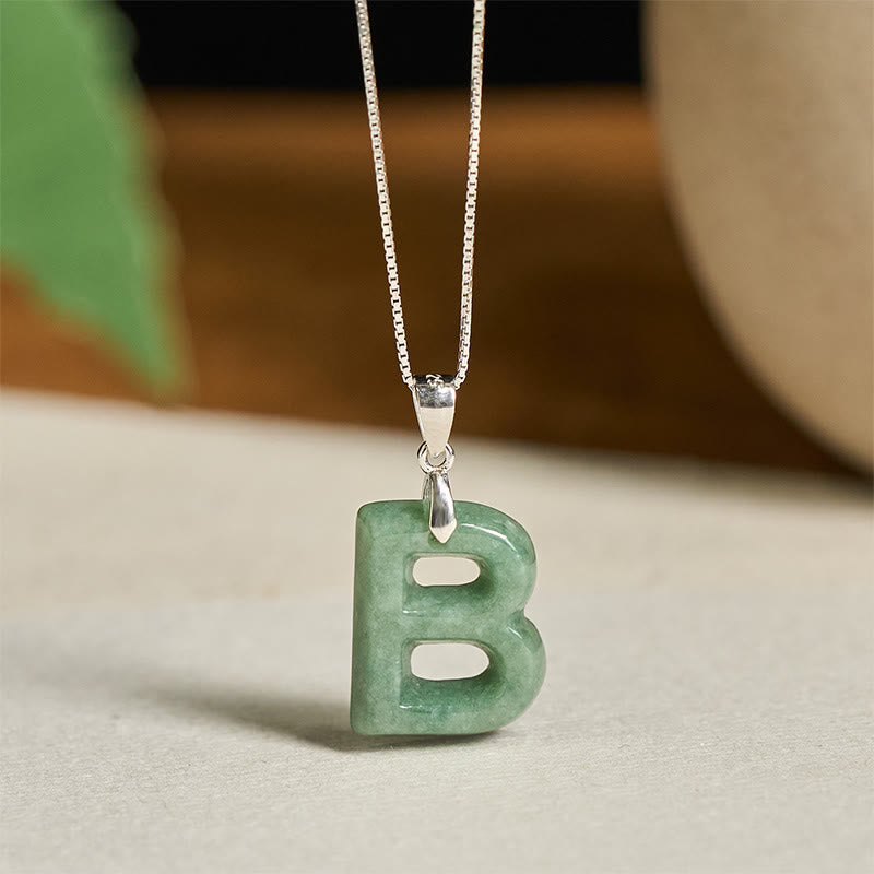 Buddha Stones天然 AZ 文字翡翠 925 スターリングシルバー シルムチェーン豊かさのネックレスペンダント - B - image 9