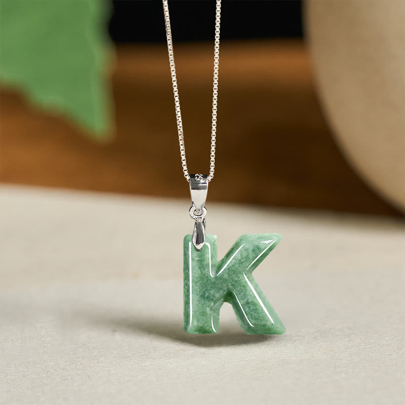 Buddha Stones天然 AZ 文字翡翠 925 スターリングシルバー シルムチェーン豊かさのネックレスペンダント - K - image 34