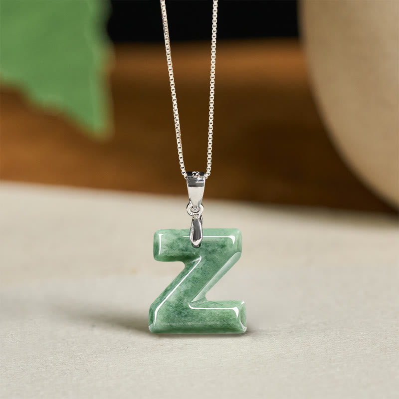Buddha Stones天然 AZ 文字翡翠 925 スターリングシルバー シルムチェーン豊かさのネックレスペンダント - Z - image 49
