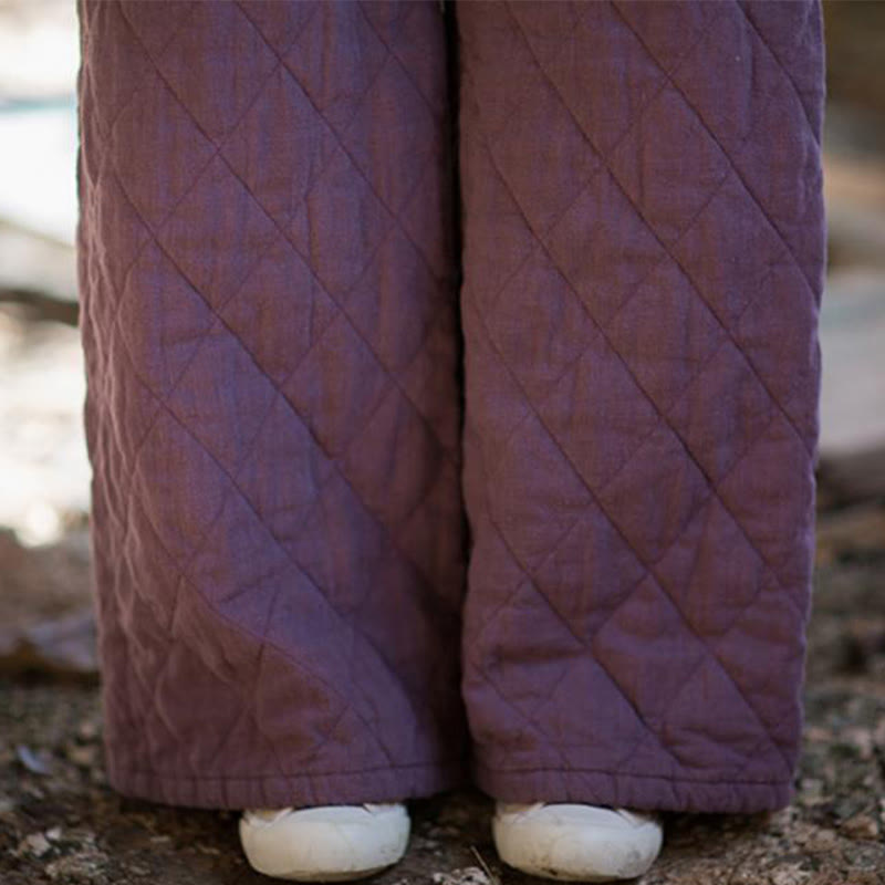 Buddha Stones無地 厚手コットン レディース ワイドレッグパンツ ポケット付き - image 12