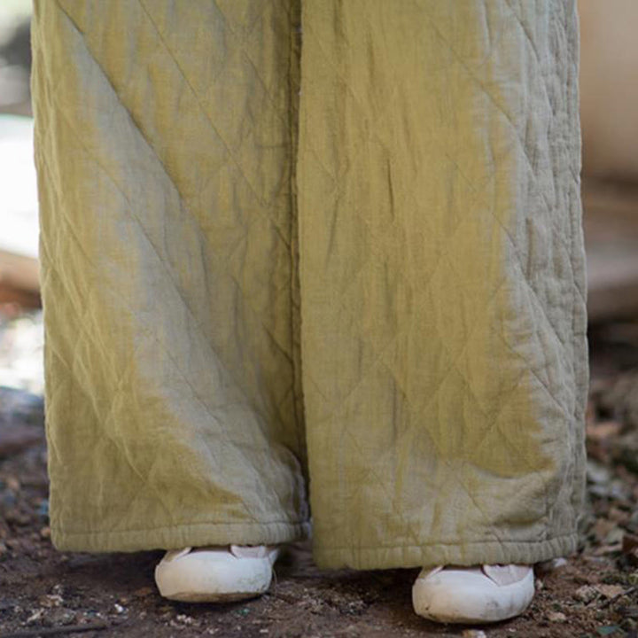 Buddha Stones無地 厚手コットン レディース ワイドレッグパンツ ポケット付き - image 17