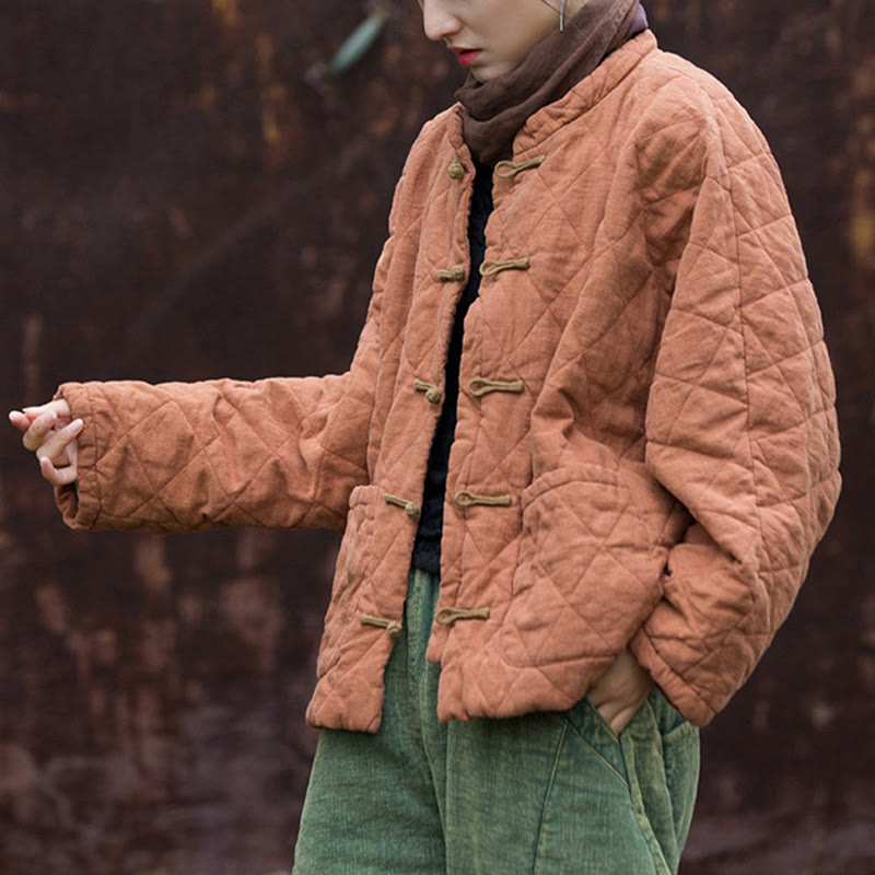 Buddha Stones冬用 カエルボタンライン オープンフロント コットン 長袖 レディース サーマルジャケット ポケット付き - image 14