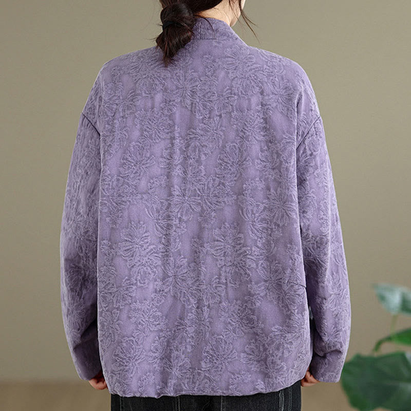 Buddha Stones冬用 Vネック ジャカード フロッグボタン コットン 長袖 レディース サーマルジャケット ポケット付き - image 22