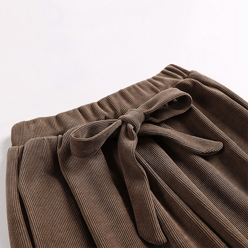 Buddha Stones冬用 無地 レースアップ メンズ ハーレム コットン コーデュロイ パンツ ポケット付き - image 2