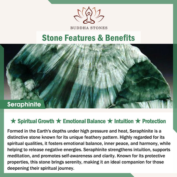 Buddha Stones天然セラフィナイト ラウンド 感情バランス ビーズブレスレット - image 7