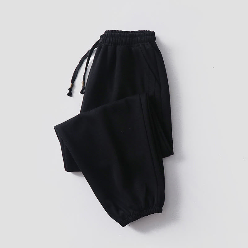 Buddha Stones秋冬 無地 ドローストリング レギュラー フリース裏地 伸縮性ウエスト メンズ コットン ハーレムパンツ ポケット付き - ブラック（裏起毛バージョン） - US/UK/AU54、 EU64 (9XL) - image 12