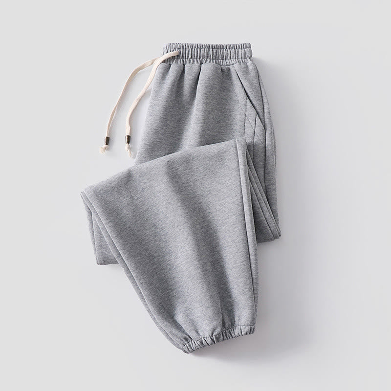 Buddha Stones秋冬 無地 ドローストリング レギュラー フリース裏地 伸縮性ウエスト メンズ コットン ハーレムパンツ ポケット付き - ライトグレー（裏起毛バージョン） - US/UK/AU54、 EU64 (9XL) - image 17