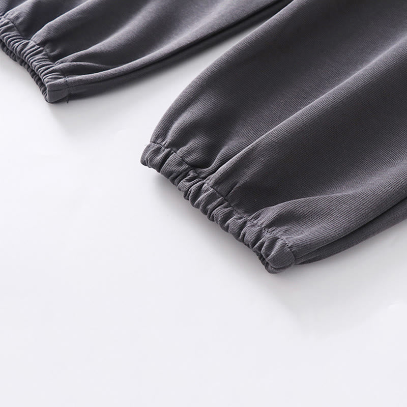 Buddha Stones秋冬 無地 ドローストリング レギュラー フリース裏地 伸縮性ウエスト メンズ コットン ハーレムパンツ ポケット付き - image 6