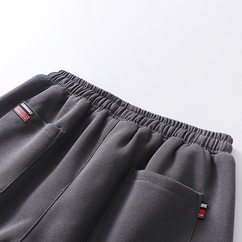 Buddha Stones秋冬 無地 ドローストリング レギュラー フリース裏地 伸縮性ウエスト メンズ コットン ハーレムパンツ ポケット付き - image 3