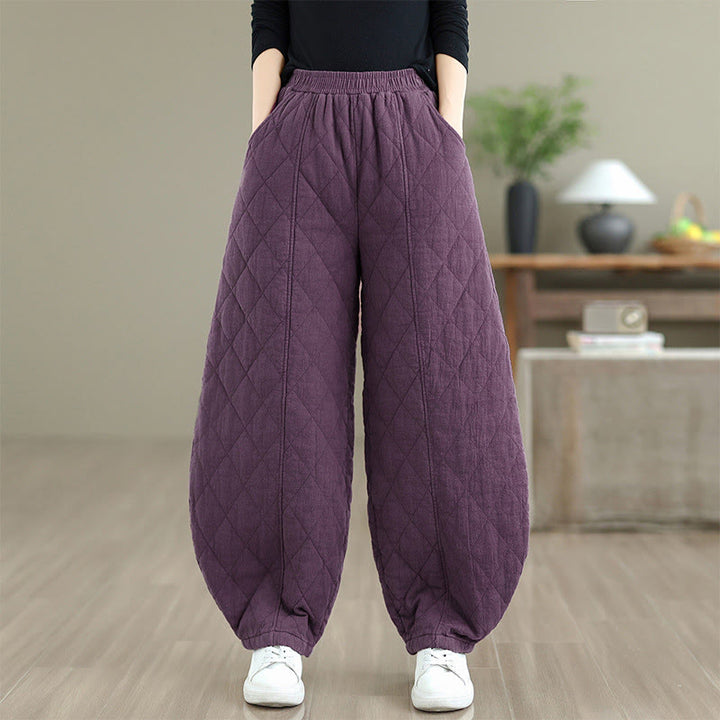 Buddha Stones冬 ダイヤモンド柄 コットン レディース ポケット付きパンツ - 紫 - US8-10，UK/AU12-14，EU40-42 (2XL) - image 18