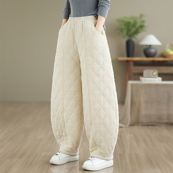 Buddha Stones冬 ダイヤモンド柄 コットン レディース ポケット付きパンツ - image 11