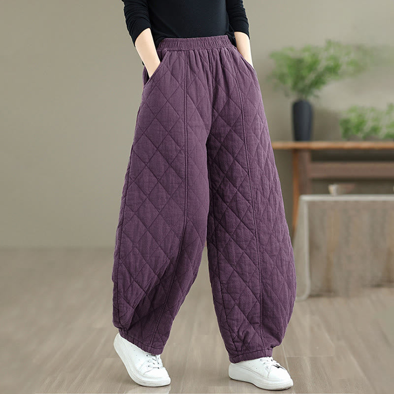 Buddha Stones冬 ダイヤモンド柄 コットン レディース ポケット付きパンツ - image 21