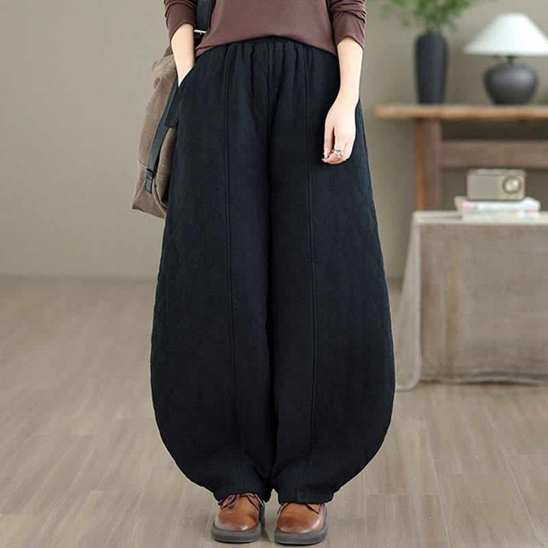 Buddha Stones冬 ダイヤモンド柄 コットン レディース ポケット付きパンツ - 黒 - US8-10，UK/AU12-14，EU40-42 (2XL) - image 13