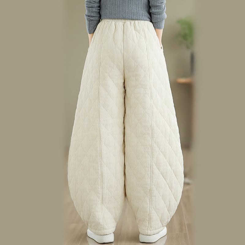 Buddha Stones冬 ダイヤモンド柄 コットン レディース ポケット付きパンツ - image 12