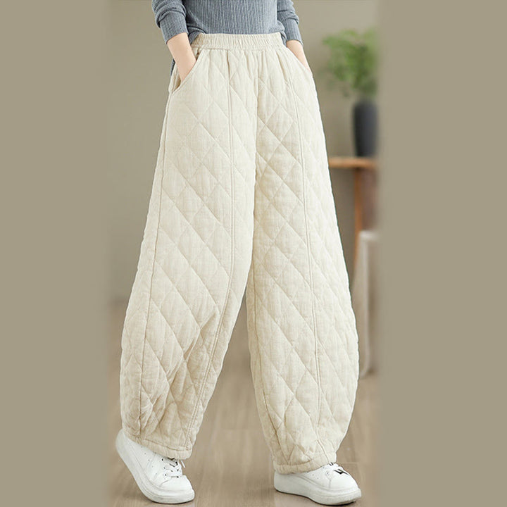 Buddha Stones冬 ダイヤモンド柄 コットン レディース ポケット付きパンツ - image 10