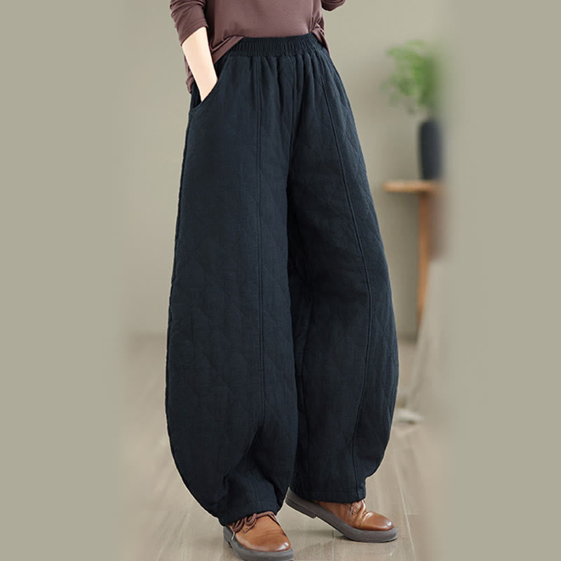 Buddha Stones冬 ダイヤモンド柄 コットン レディース ポケット付きパンツ - image 16