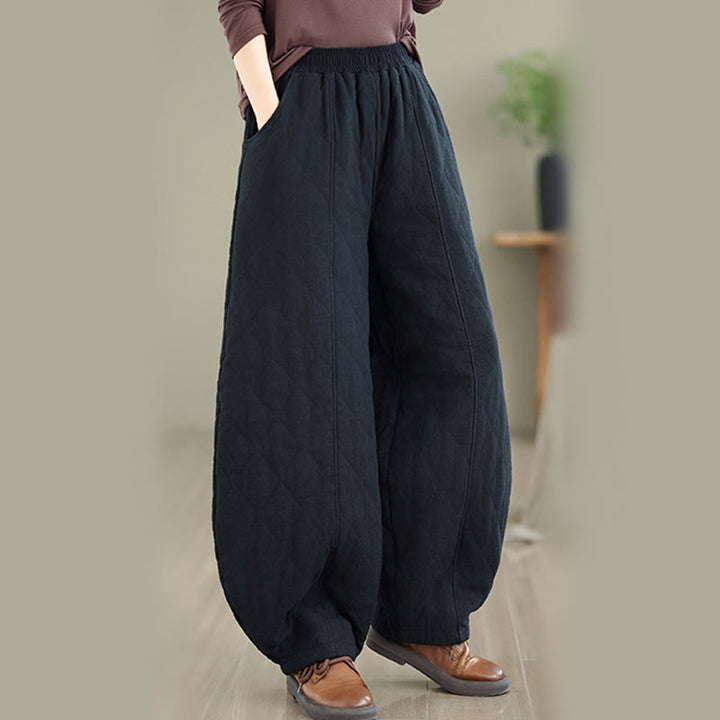 Buddha Stones冬 ダイヤモンド柄 コットン レディース ポケット付きパンツ - image 16
