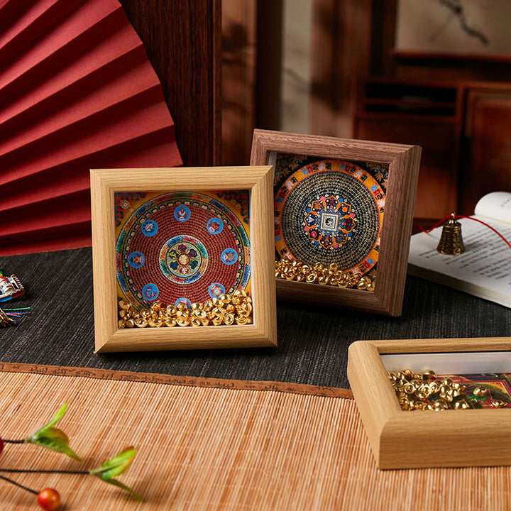 チベットのBuddha Stonesオーム・マニ・パドメ・フム黄金のインゴット タンカ フォトフレーム オーナメント ホームデコレーション - image 10