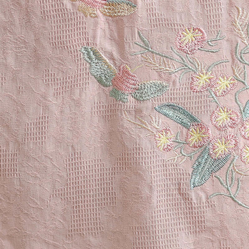 Buddha Stonesの花刺繍入り七分袖カエルボタンマンダリンカラーコットンレディースシャツ - image 26