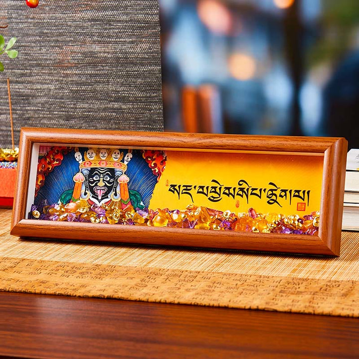 Buddha Stonesオーム・マニ・パドメ・フム仏ゴールデンインゴットタンカフォトフレーム装飾家の装飾 - スタイル1 - 中密度繊維板（9×30×4cm） - image 0