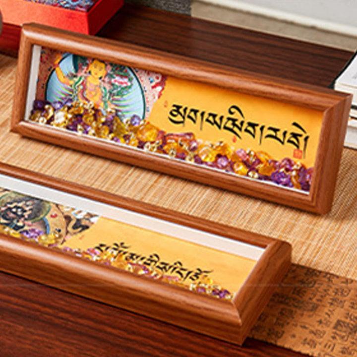 Buddha Stonesオーム・マニ・パドメ・フム仏ゴールデンインゴットタンカフォトフレーム装飾家の装飾 - image 12