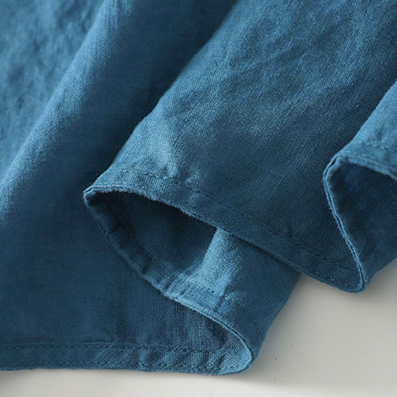 Buddha Stones秋冬 無地 フロッグボタン スタンドカラー 七分袖 ミドル丈 レディース コットンシャツ - image 15