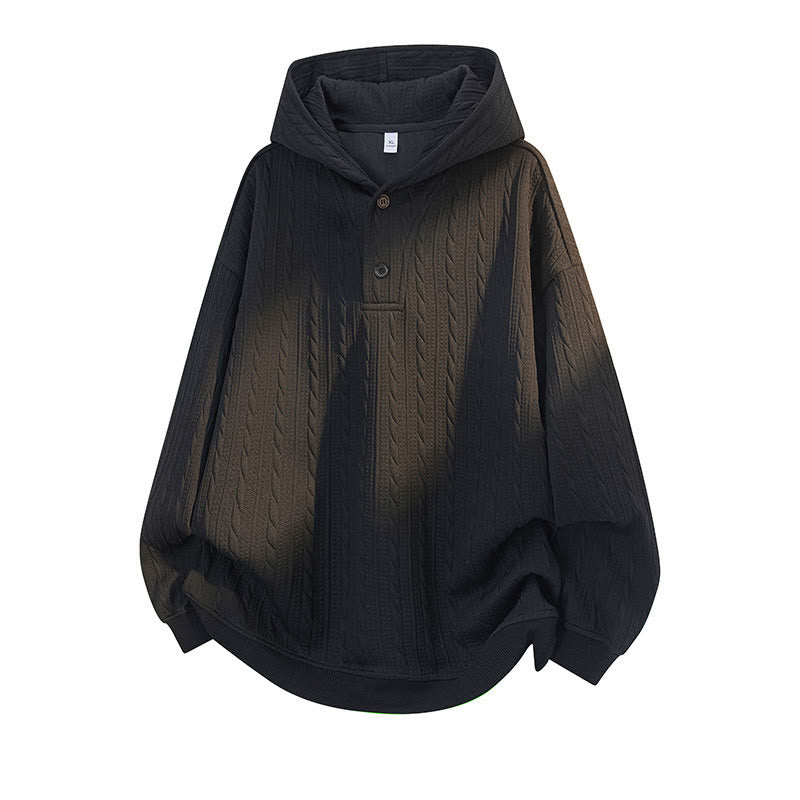 Buddha Stones秋冬 ボタン ツイストデザイン 長袖 メンズ パーカー - 黒 - US/UK/AU42、 EU52 (3XL) - image 7