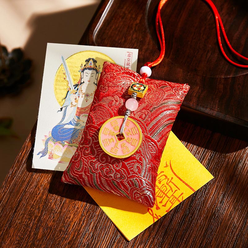 Buddha Stones十二支誕生仏銅貨 サシェ良縁祈願吊り下げ装飾 - 赤い布 - 牛虎虚空菩薩 - image 26