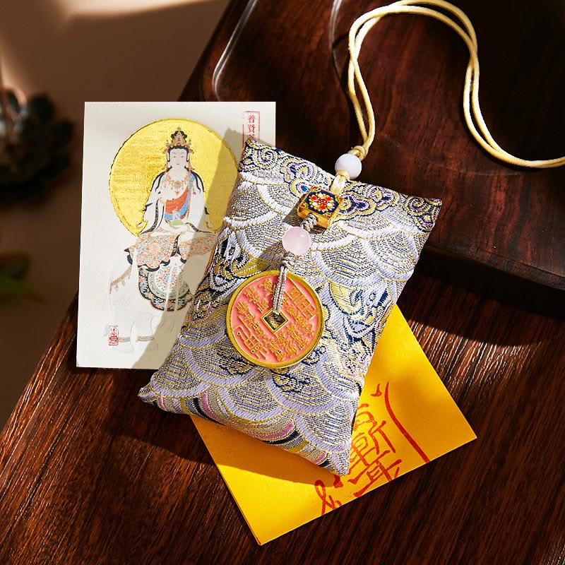 Buddha Stones十二支誕生仏銅貨 サシェ良縁祈願吊り下げ装飾 - グレーの生地 - 龍・蛇・釈迦如来菩薩 - image 54