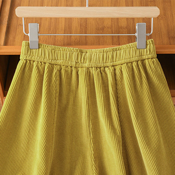 Buddha Stonesプレーン ゴムウエスト レディース クロップド 7-8丈 ワイドレッグ コーデュロイパンツ - image 5