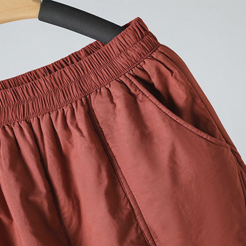 Buddha Stones冬用 伸縮性ウエスト コットン サーマル レディース クロップド丈 7-8丈 ハーレムパンツ ポケット付き - image 13