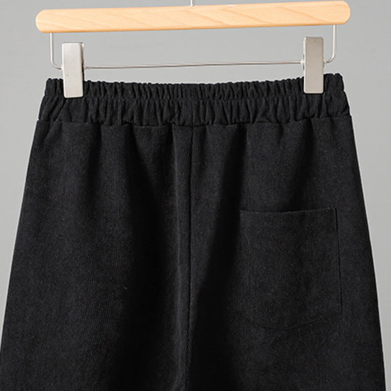 Buddha Stonesプレーン 伸縮性ウエスト パッチワーク チェック柄 レディース アンクル丈 ワイドレッグ コーデュロイパンツ - image 12