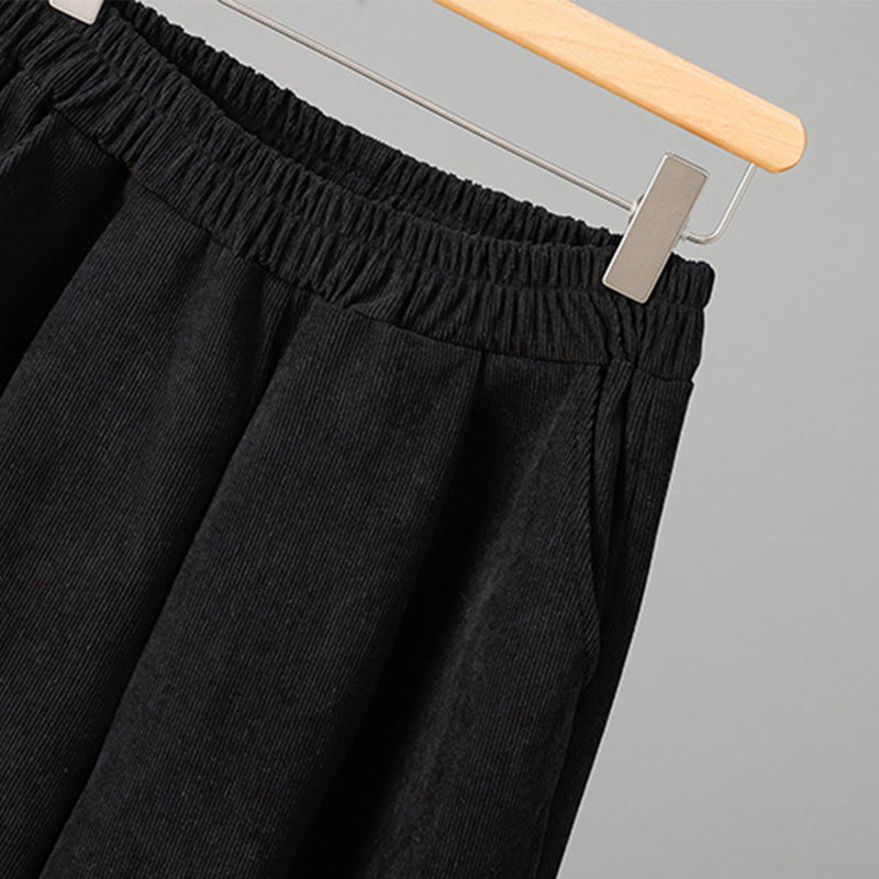 Buddha Stonesプレーン 伸縮性ウエスト パッチワーク チェック柄 レディース アンクル丈 ワイドレッグ コーデュロイパンツ - image 13