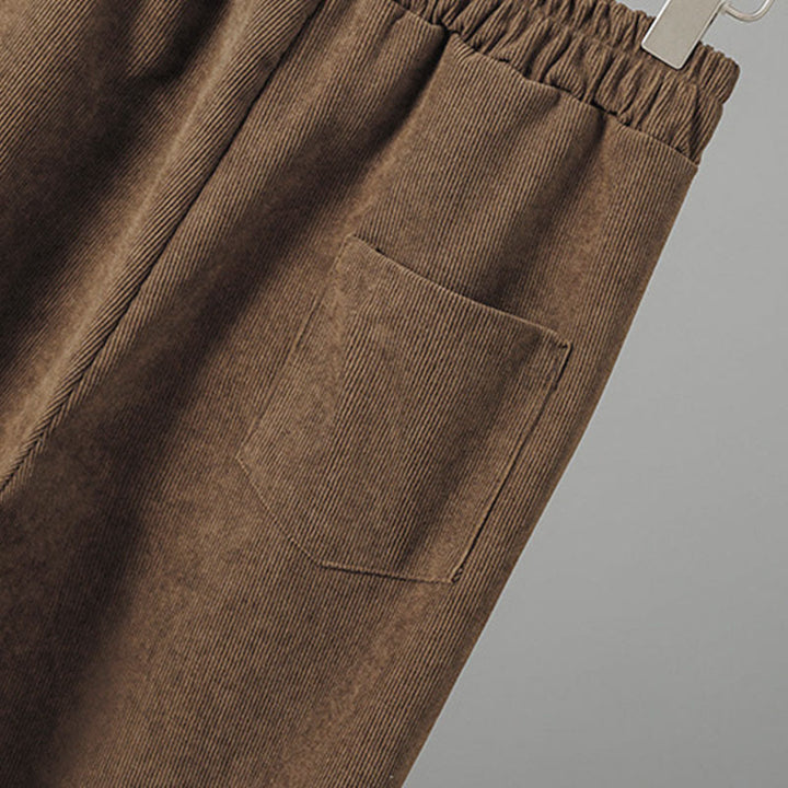 Buddha Stonesプレーン 伸縮性ウエスト パッチワーク チェック柄 レディース アンクル丈 ワイドレッグ コーデュロイパンツ - image 6