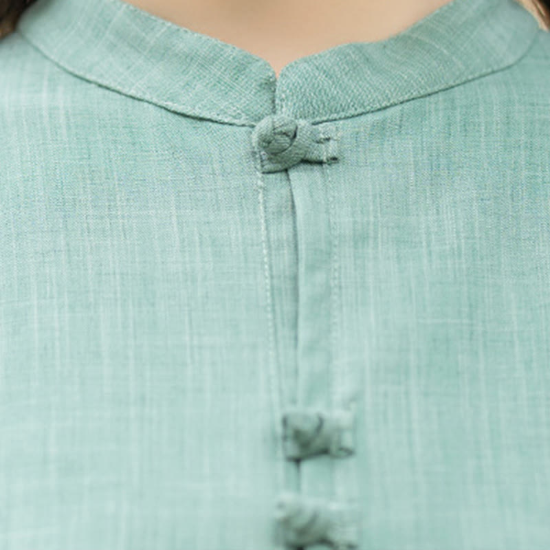 Buddha Stones 2点 中国風 カエルボタン 長袖 シャツ トップ パンツ 瞑想 禅 太極拳 コットン 衣類 レディース セット - image 16