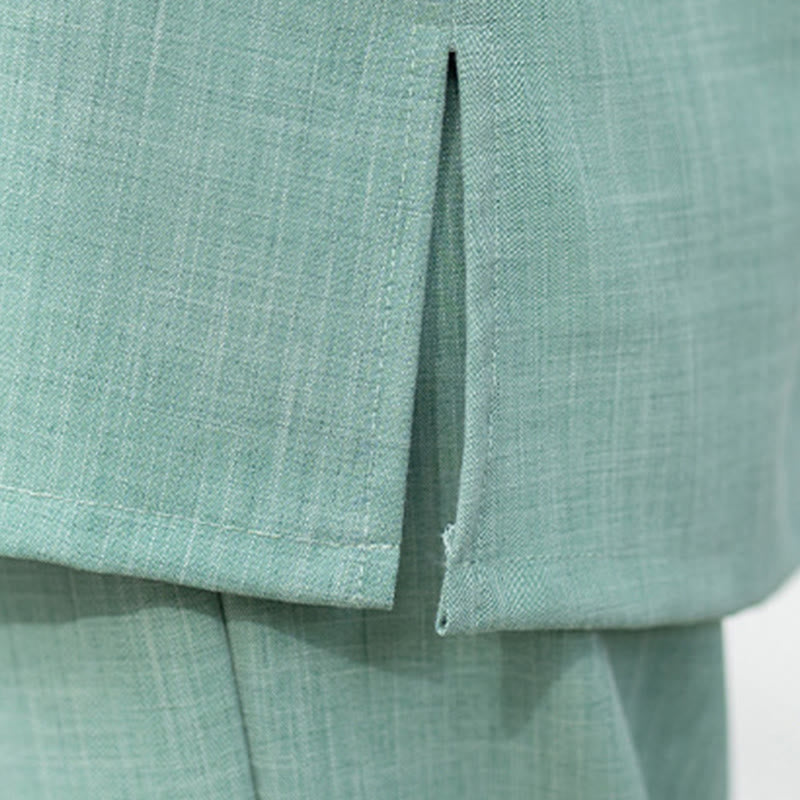 Buddha Stones 2点 中国風 カエルボタン 長袖 シャツ トップ パンツ 瞑想 禅 太極拳 コットン 衣類 レディース セット - image 17