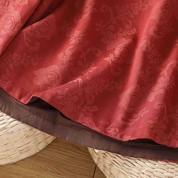 Buddha Stones秋 ジャカード フローラルプリント フロッグボタン スタンドカラー 長袖 レディース コットンシャツ - image 5