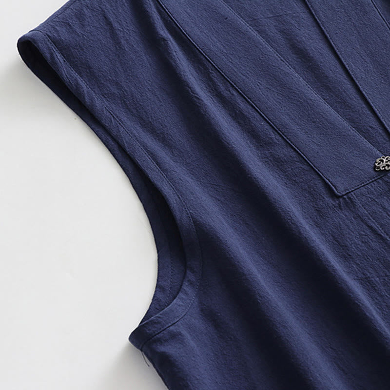 Buddha Stones 2点セット 秋冬 無地 長袖 メンズ 道教 ロングローブ レースアップ 着物 ノースリーブ ベスト 気功セレモニースーツ - image 23