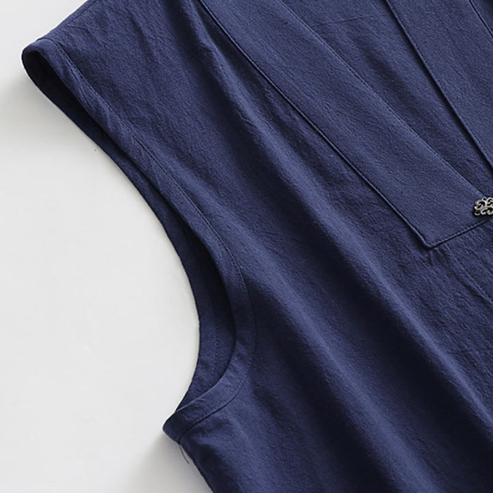 Buddha Stones 2点セット 秋冬 無地 長袖 メンズ 道教 ロングローブ レースアップ 着物 ノースリーブ ベスト 気功セレモニースーツ - image 23