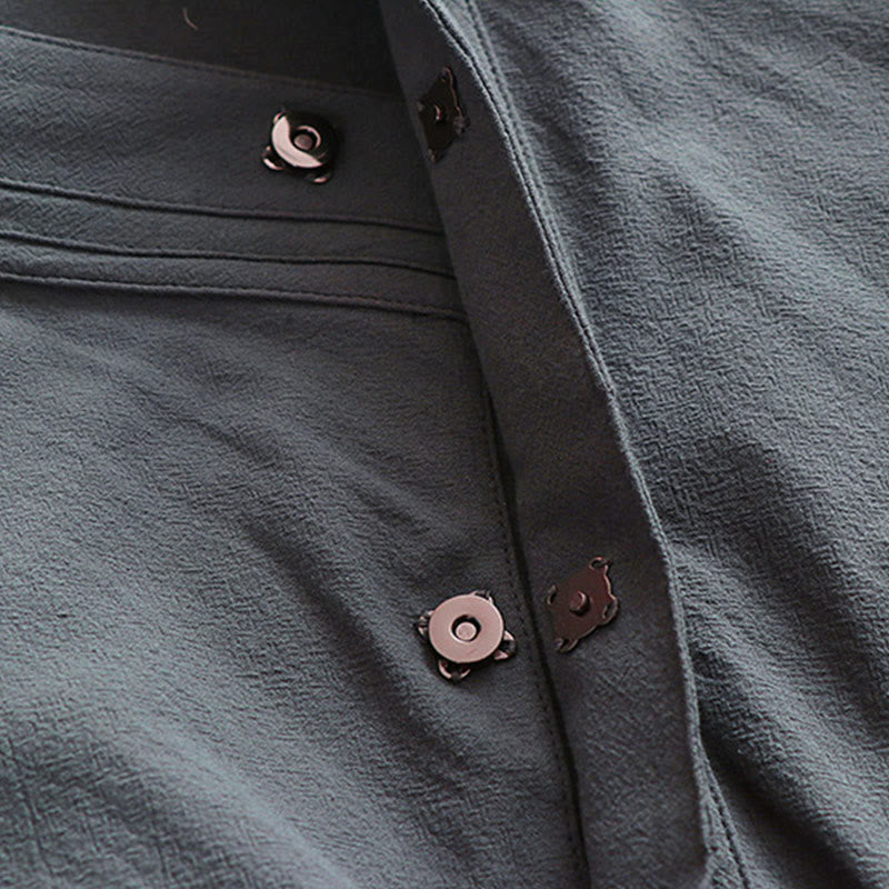 Buddha Stones 2点セット 秋冬 無地 長袖 メンズ 道教 ロングローブ レースアップ 着物 ノースリーブ ベスト 気功セレモニースーツ - image 11