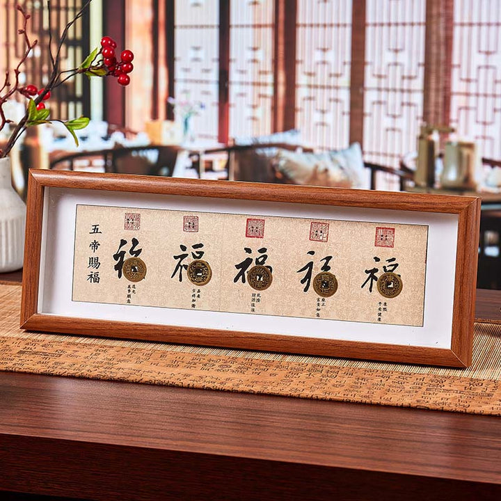Buddha Stones福の字 五帝コイン 幸運幸運繁栄フレーム オーナメント ホームデコレーション - スタイル6 - 中密度繊維板（13×40×4cm） - image 10