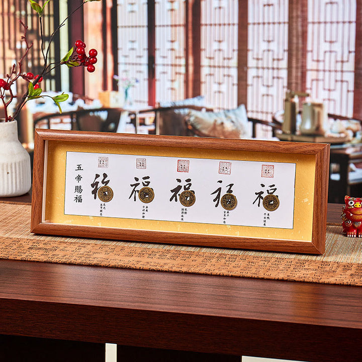 Buddha Stones福の字 五帝コイン 幸運幸運繁栄フレーム オーナメント ホームデコレーション - スタイル5 - 中密度繊維板（13×40×4cm） - image 9