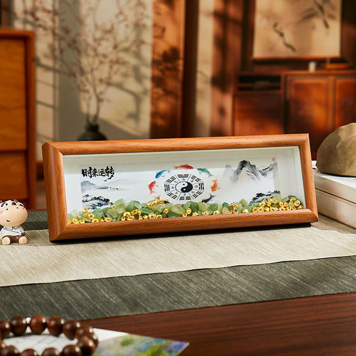 Buddha Stonesグリーンクリスタル 八卦鯉陰陽金インゴット フォトフレーム オーナメント ホームデコレーション - スタイル3 - 中密度繊維板（9×30×4cm） - image 2
