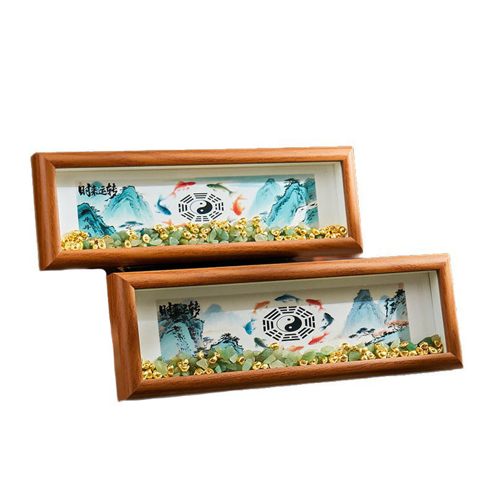 Buddha Stonesグリーンクリスタル 八卦鯉陰陽金インゴット フォトフレーム オーナメント ホームデコレーション - image 18