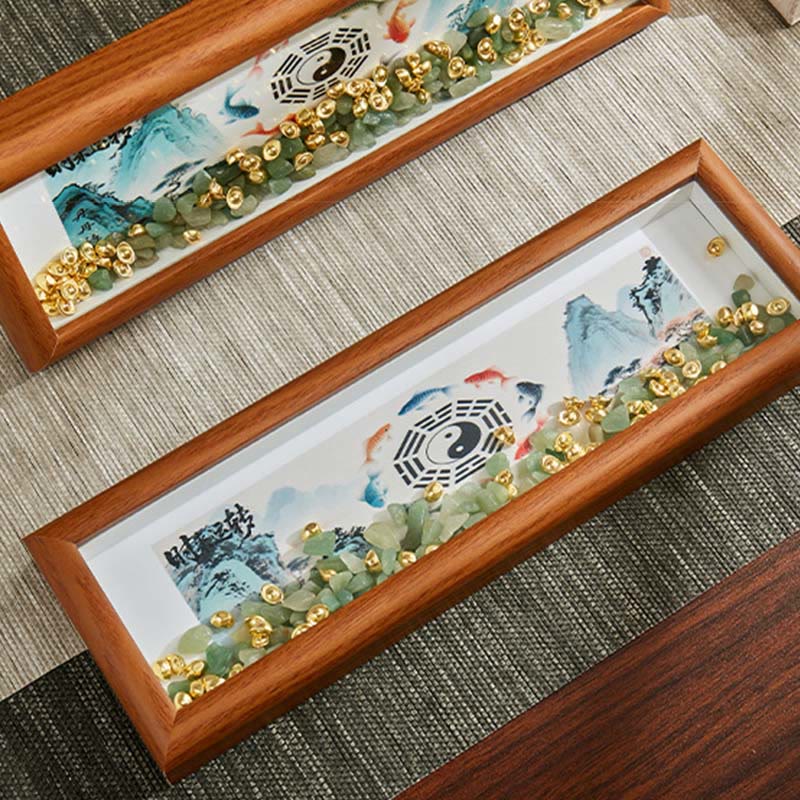 Buddha Stonesグリーンクリスタル 八卦鯉陰陽金インゴット フォトフレーム オーナメント ホームデコレーション - image 17