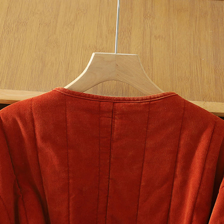 Buddha Stones冬用 フロッグボタン ポリエステル 長袖 コーデュロイ レディース ジャケット  - image 3