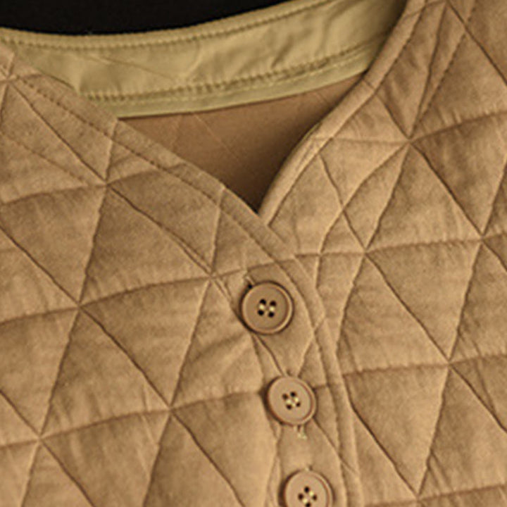 Buddha Stones冬用コットン 長袖 ダイヤモンド柄 レディース サーマルジャケット ポケット付き - image 16