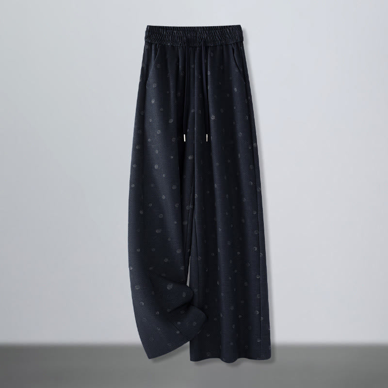 Buddha Stonesカジュアル ホワイト ドット柄 ポリエステル レディース ワイドレッグパンツ ポケット付き - ミッドナイトブルー - US12、 UK/AU16、 EU44 (3XL) - image 0