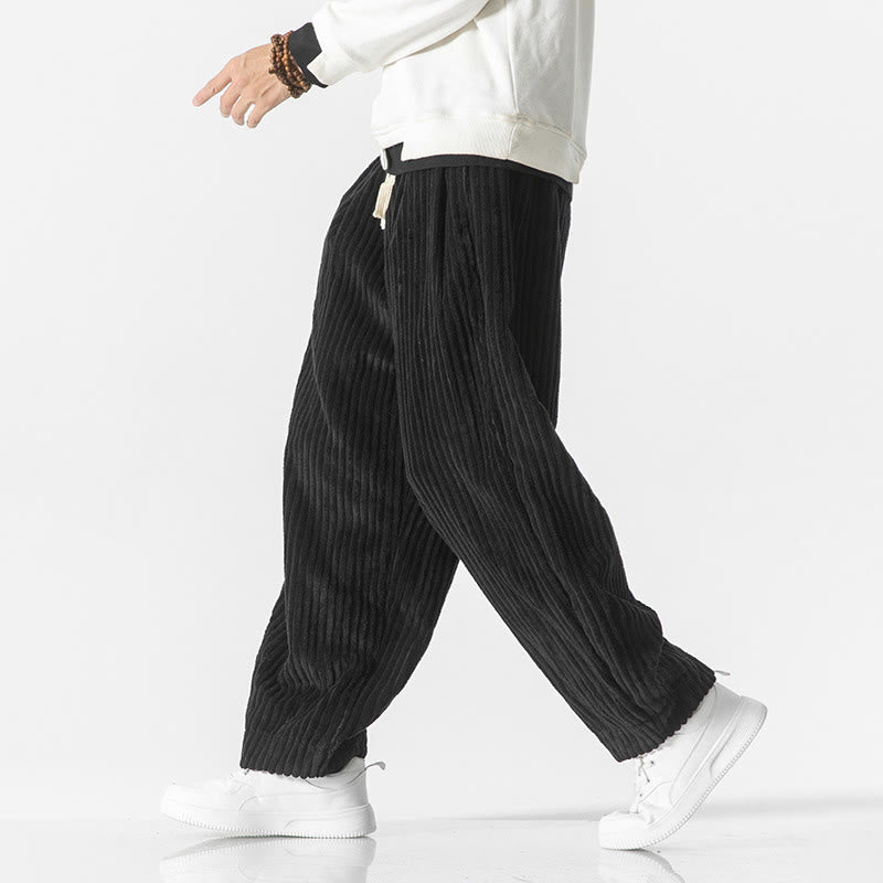 Buddha Stonesレトロ 冬 無地 メンズ ドローストリング コーデュロイ ハーレムパンツ ポケット付き - image 10